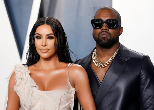 Kim Kardashian and Kanye West attend the Vanity Fair Oscar party in Beverly Hills during the 92nd Academy Awards